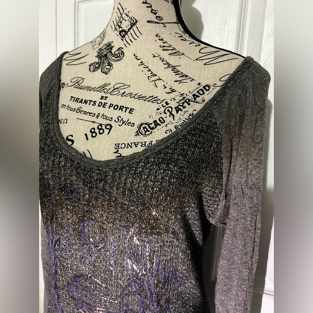 Harley-Davidson Sparkling Gray and Purple Knit Top